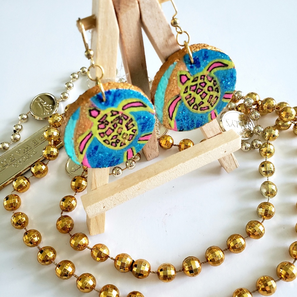Artist Designed Turtle Dangle Earrings